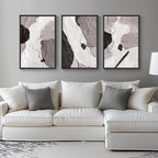Large Framed Black and White Grey Abstract Wall Art - Image 2