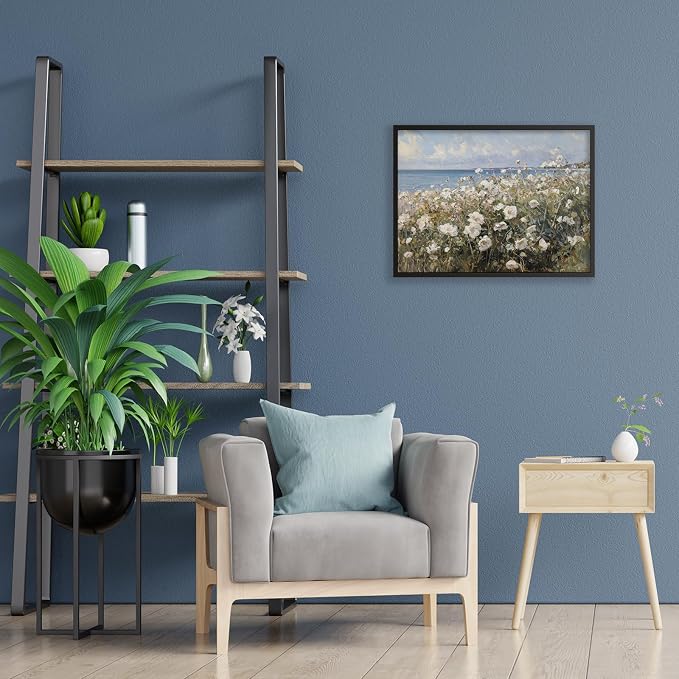 Nature Landscape Wall Art Coastal Wildflower Poster 24X36 inch Black Framed - Image 3