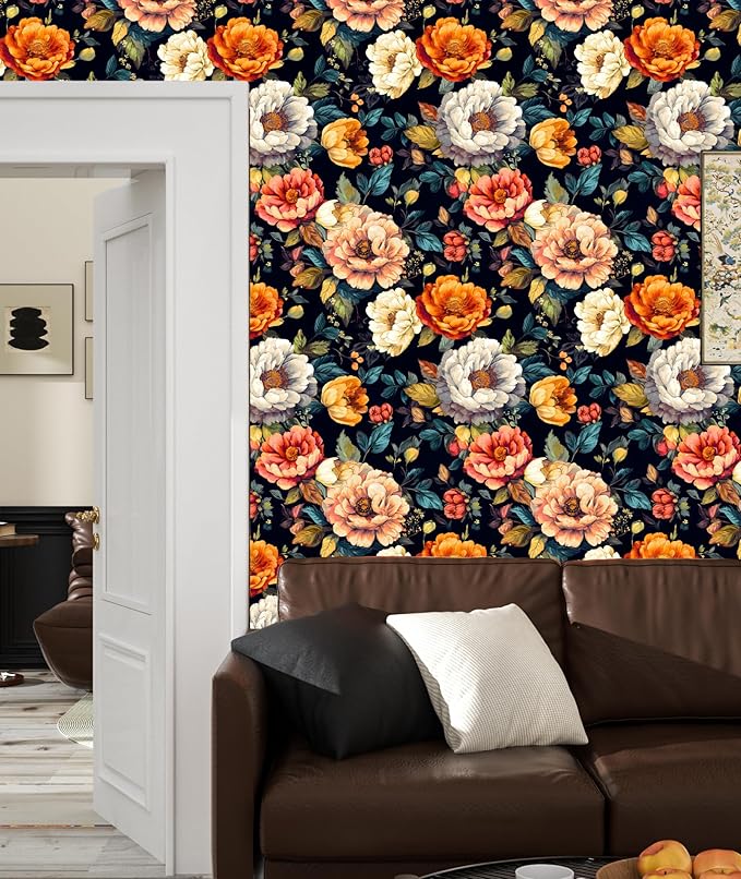 BOKEBEVE Extra Long Peel and Stick Wallpaper Vintage Extra Long Floral - Image 6