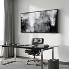 Large Framed Black and White Abstract Wall Art - Image 2