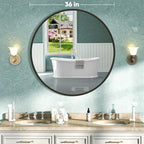 NEWBULIG Round Wall Mirror, 36 Inch Bathroom Mirrors - Image 2