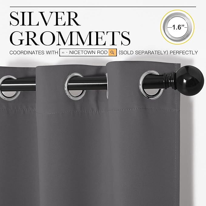 NICETOWN Bedroom Blackout Curtains Panels, 1 Pair, 55 inches by 92 Inch - Image 2