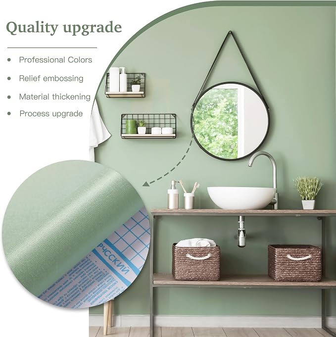 Dimoon 17.7''x236'' Peel and Stick Wallpaper Light Green Contact Paper - Image 8