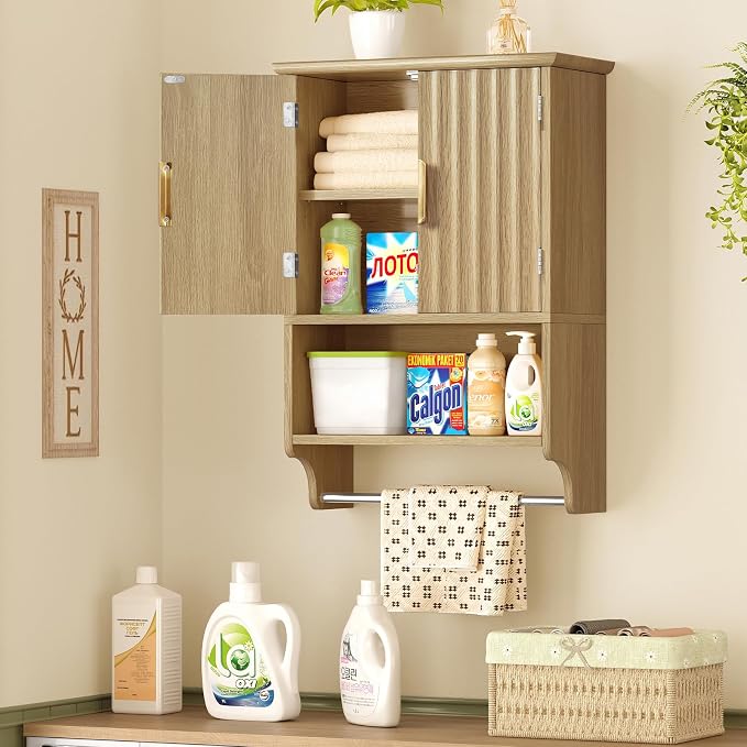 TEENFON Fluted Bathroom Wall Cabinet - Image 2