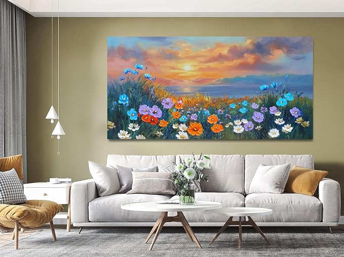 Ardemy Landscape Wall Art for Living Room Extra Large Wildflower Pictures Wall - Image 3