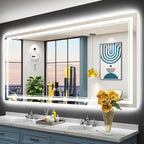 77x36 LED Bathroom Mirror with Lights, Backlit and Front Lit Anti-Fog Lighted by Awandee