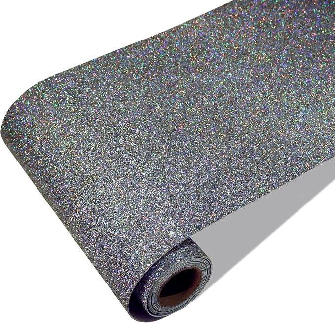 CRE8TIVE Charcoal Grey Holographic Glitter Wallpaper Border Peel and Stick by CRE8TIVE