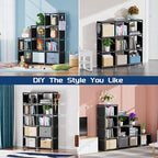 Mavivegue Bookcases: Black Cube Book Shelf, 10 Cube Tall Storage Organizer - Image 3