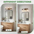 DORESshop 17 Inch Bathroom Light Fixtures, 3-Light Oak Bathroom Lighting - Image 6