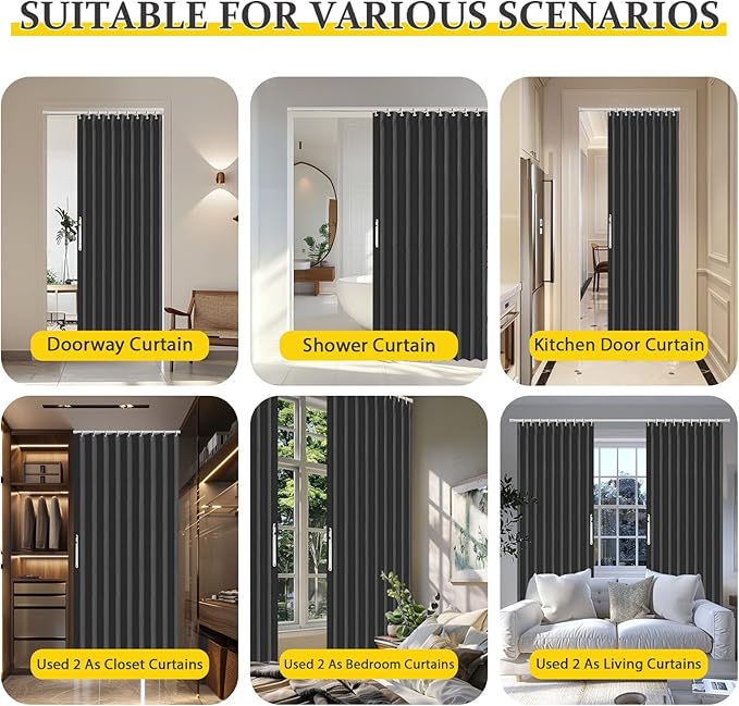 AJAZZ 100% Blackout Magnetic Door Curtain Accordion Doors Interior Closet Door - Image 5