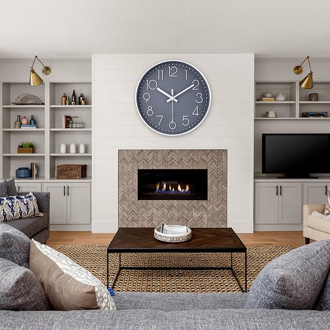 jomparis 16 Inch Gray Large Wall Clock Silent Modern Elegant Decor - Image 4