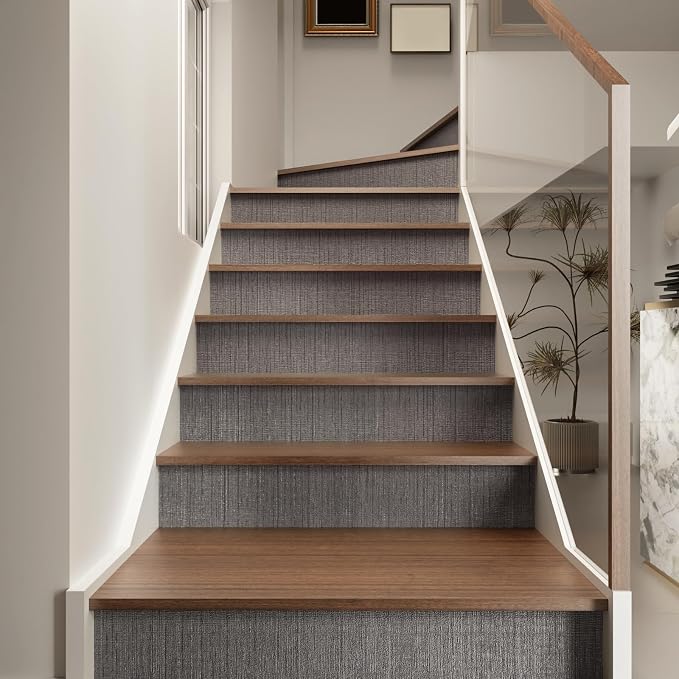 CRE8TIVE Dark Grey Grasscloth Wallpaper Removable Textured Wallpaper Stick and - Image 7