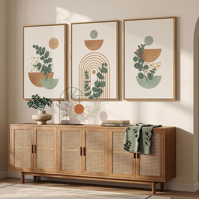 Large Framed Abstract Boho Wall Art - Image 3