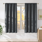 NICETOWN Charcoal Gray Faux Linen Room Darkening Rod Pocket Curtains 63 inch by NICETOWN