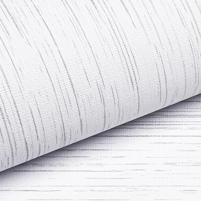 Livelynine White Grasscloth Peel and Stick Wallpaper Textured Grass Cloth Wall - Image 6