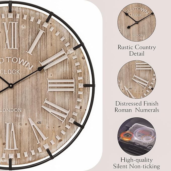 Farmhouse Wall Clock 30 Inch - Image 4