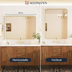 Keonjinn Gold Bathroom Mirrors for Over Sink, 40” x 30” Brushed Brass Mirror - Image 8