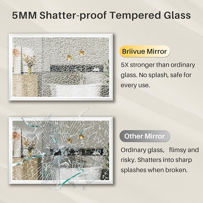36x32 Inch White Bathroom Mirror - Image 8