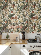 Erfoni 17.3" x197" Beige Retro Floral and Bird Contact Paper Vintage Peel and - Image 2