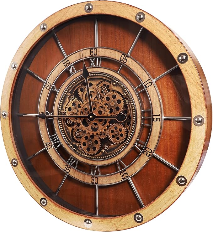 HOIBAI Wall Clock, 24 Inch Moving Gears Clock Large Wall Clock - Image 2