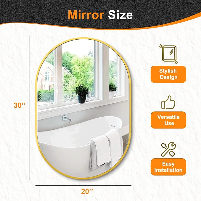 Bathroom Mirror for Wall, Metal Framed Vanity Mirror - Image 7