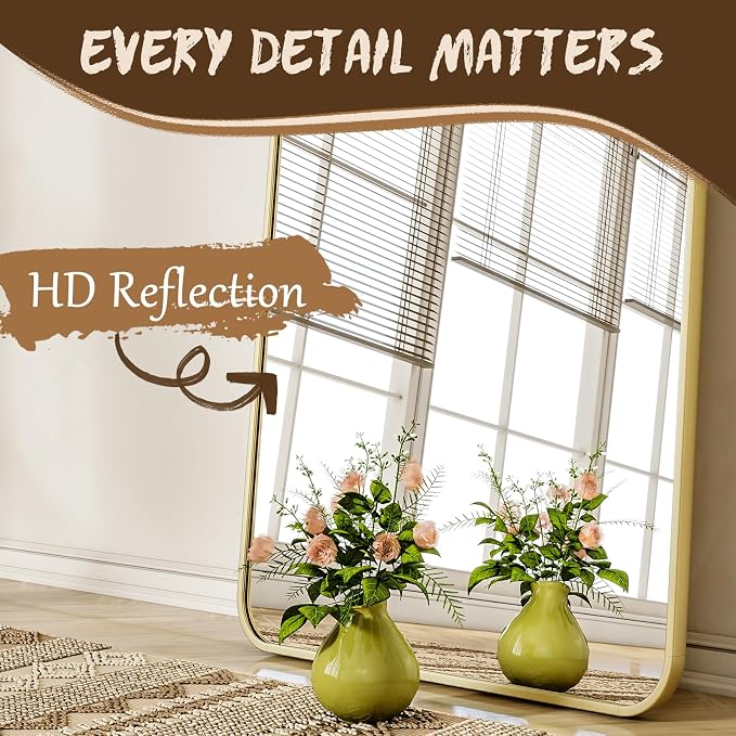 XRAMFY 76"x34" Floor Full Length Mirror Standing Full Body Rounded Corner - Image 7