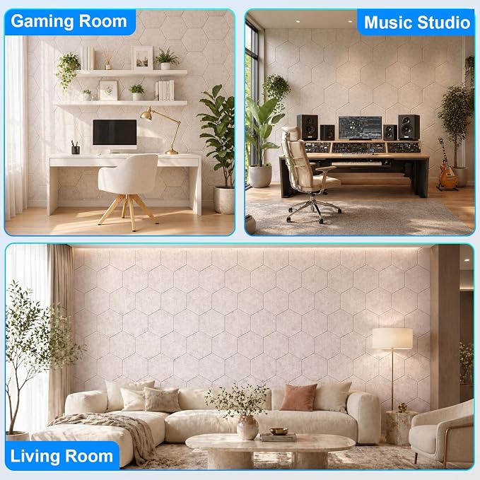 12 Pack Hexagon Acoustic Panels, Self-Adhesive Sound Deadening Panels, Sound - Image 6