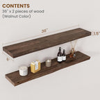 Floating Shelves for Wall Decor, Rustic Solid Elm Wood Live Edge Floating - Image 2