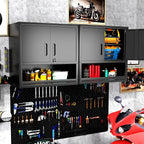 Garage Wall Cabinet with Doors and Shelves, Wall Mounted Metal Storage Cabinet - Image 2