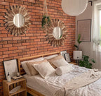 LOSOUR 2 Pack 22 Inch Boho Wall Sunburst Mirror Rustic Round Wood Decorative - Image 4
