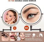 IMIKONA 9" Wall Mounted Lighted Makeup Mirror, 4000mAh Rechargeable Double - Image 3