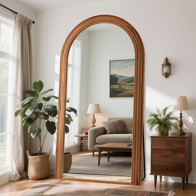 Antok Full Length Mirror 82"×44" Floor Mirror Standing Tall Mirror, Arched - Image 3