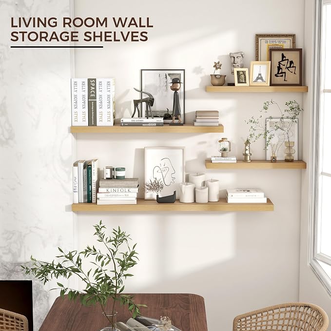 Venusmiles Floating Shelves for Wall 24 inch Long, Engineered Wood Wall Shelves - Image 5
