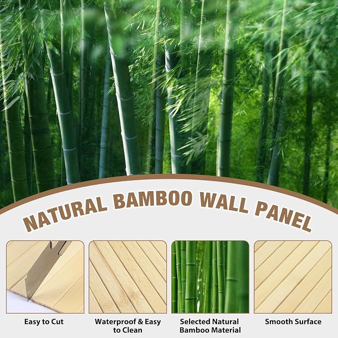 Natural Bamboo Wall Panel Covering Roll, Flexible Pole Wrap Wainscoting - Image 3