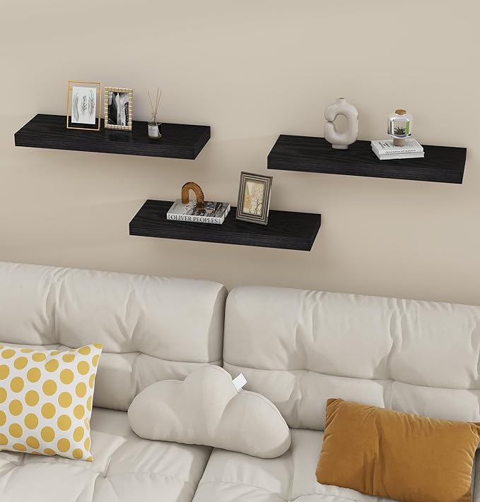 Vervida® 3 Pack Black Floating Shelves, Holds Up to 37 Lbs, - Image 2