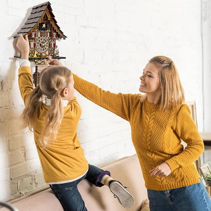 Cuckoo Clock for Wall Art: 12 Melodies, Volume Control, Night Mode, Germany - Image 5