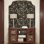 Laatse Black Gold Wallpaper Peel and Stick Dark Floral Wallpaper 17.5in x 118in - Image 2