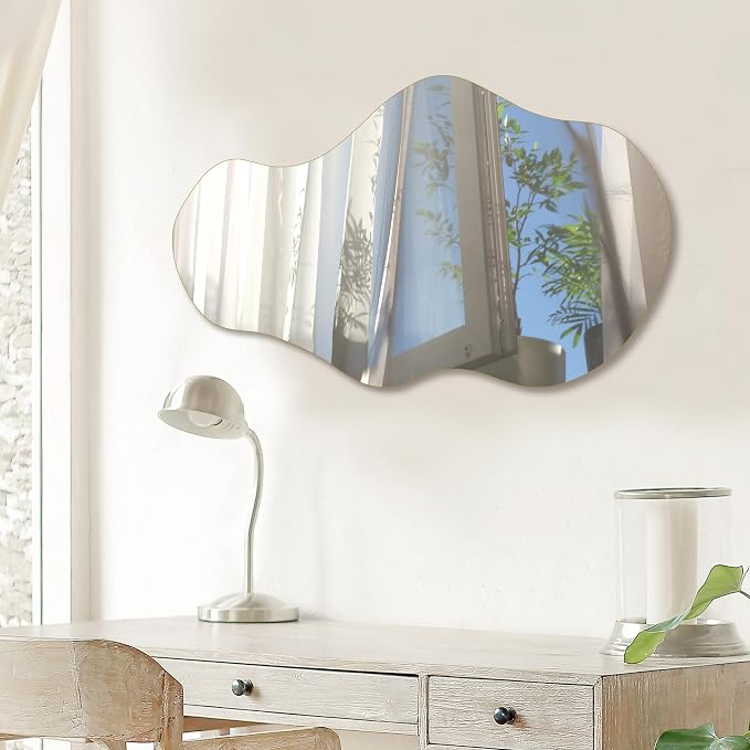 PERFNIQUE Irregular Wall Mirror Asymmetrical Mirror, Cloud Frameless, Wall - Image 5