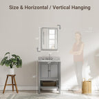 Brushed Nickel Bathroom Mirror, Rustproof Rectangle Framed Mirror - Image 2