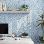 Livelynine Blue Fabric Wallpaper Peel and Stick Prepasted Herringbone Faux - Image 2