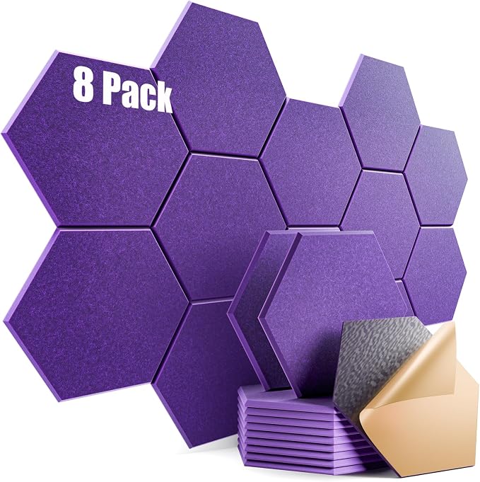 8 Pack Self-Adhesive Acoustic Panels 12" X 10" X 0.4" by Dailycooper