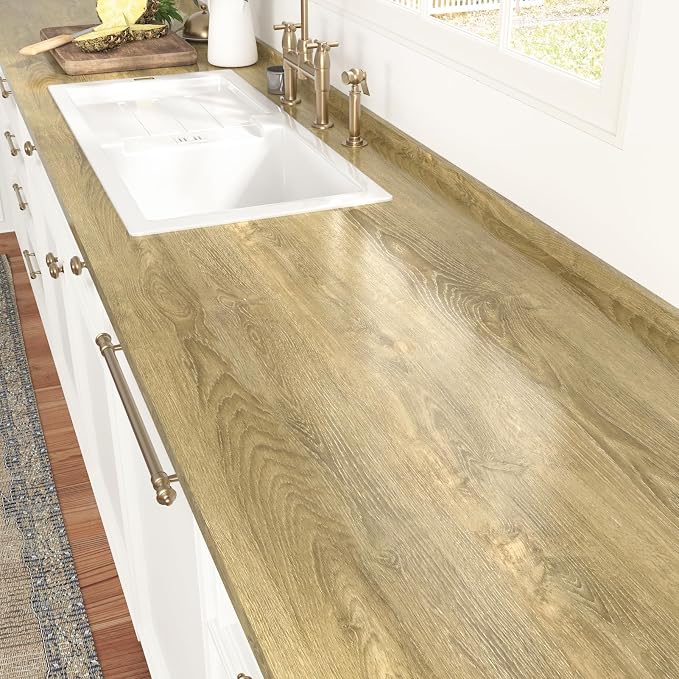 WESTICK 394"x15.8" Brown Wood Contact Paper Peel and Stick Countertops - Image 3