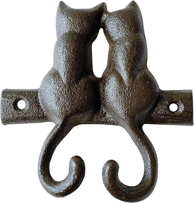 Rustic Cat-Shaped Decorative Wall Hook Rack Hangers by Zorues