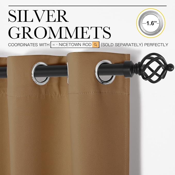 NICETOWN Gold Brown Wall Curtains - Image 2