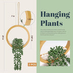 Der Rose 2 Pack Boho Wall Decor Fake Plants 15" Hanging Artificial Succulents - Image 3