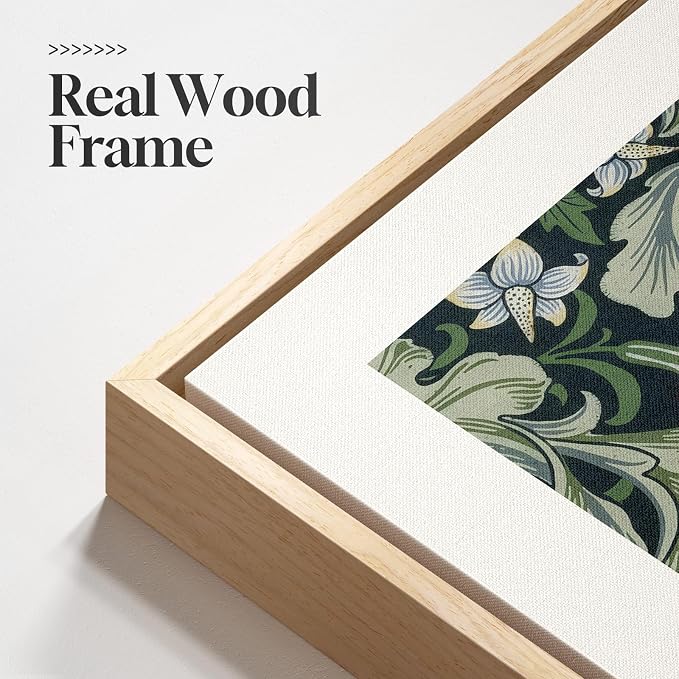 Large Framed William Morris Green Wall Art, 3 Piece Vintage Floral Canvas Prints - Image 5