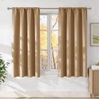NICETOWN Caramel Faux Linen Room Darkening Rod Pocket Curtains 63 inch Length by NICETOWN