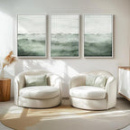Large Framed Sage Green Abstract Landscape Wall Art - Image 4