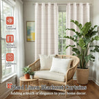 Lajode Grey Plaid Linen Blackout Curtains - Image 2