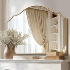 Besdomus Gold Scalloped Wall Mirror: 40"x29" Large Modern Minimalist Bathroom - Image 7
